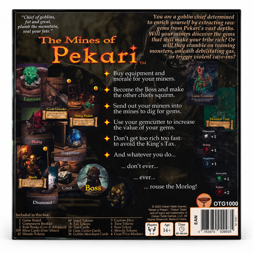 Back of The Mines of Pekari board game box