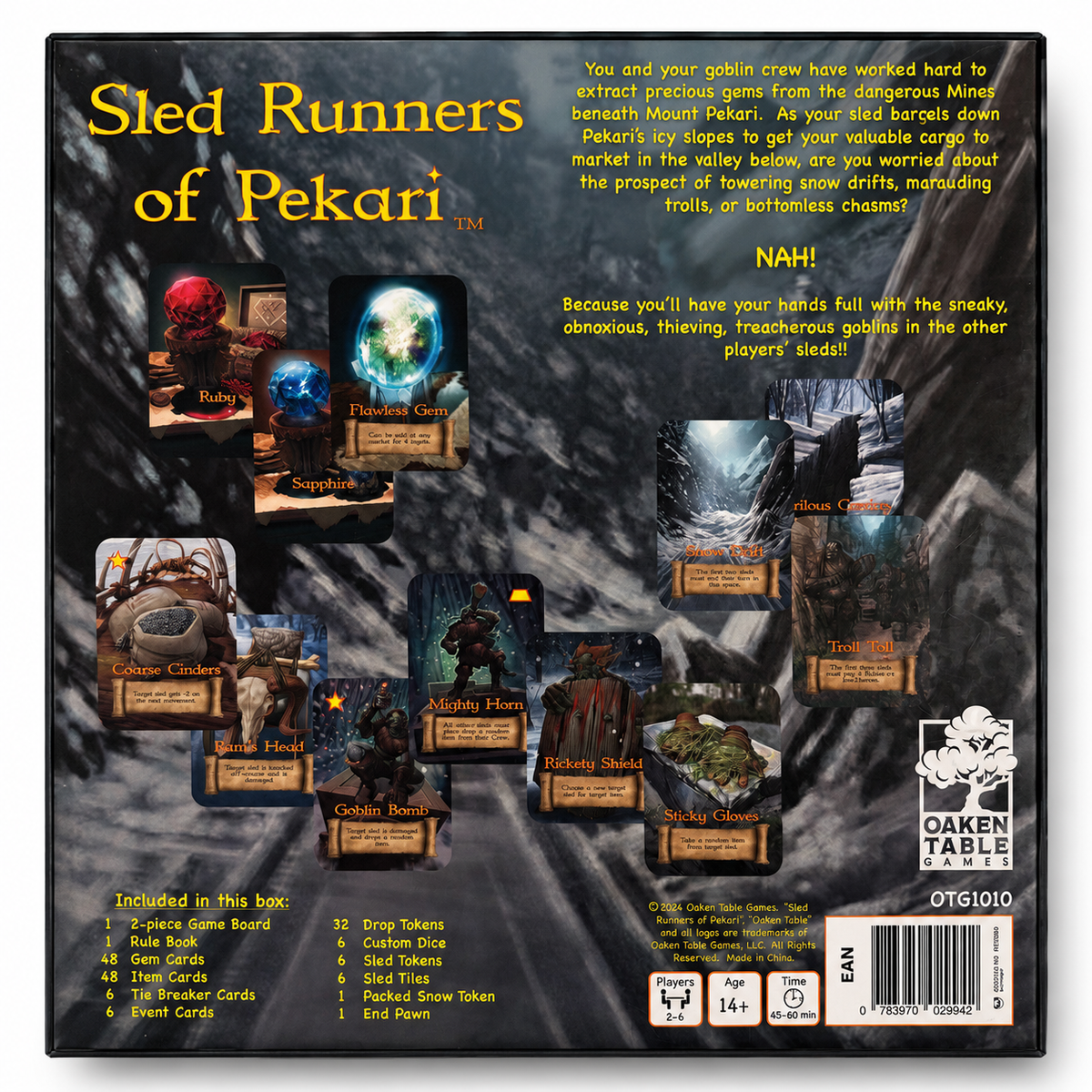 Back of Sled Runners of Pekari board game box