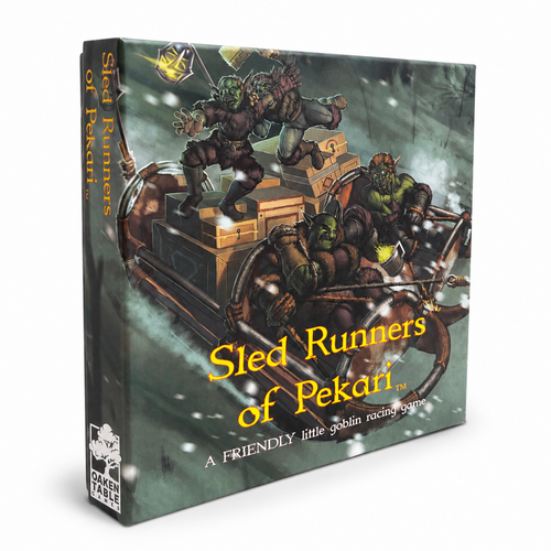 Sled Runners of Pekari board game box shown at a slight angle on a white background