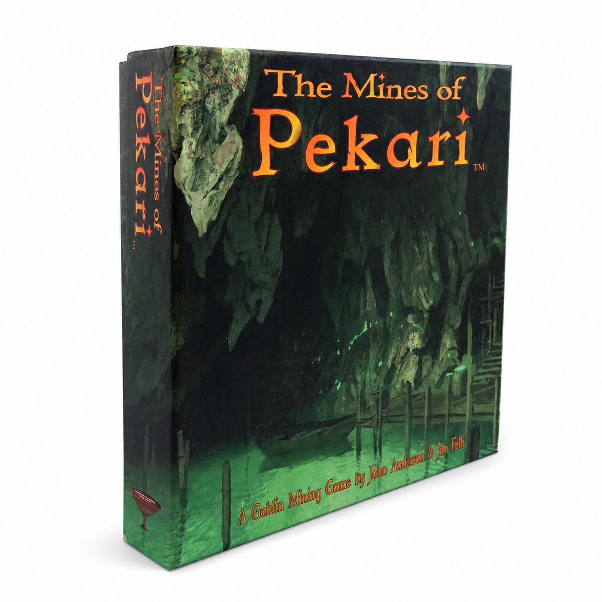 The Mines of Pekari board game box shown at a slight angle on a white background